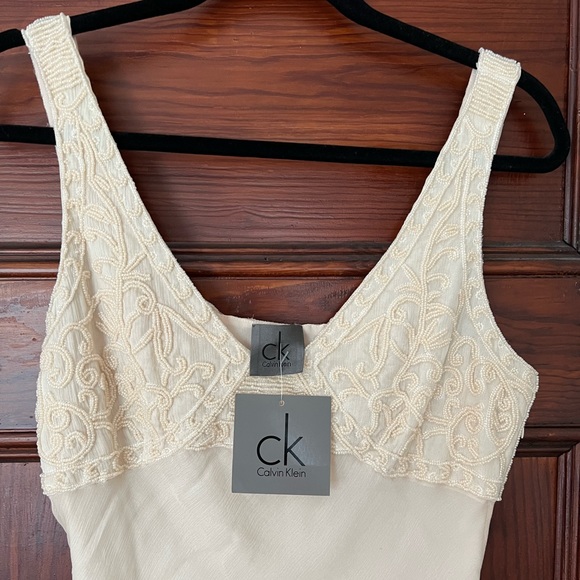 Calvin Klein Dresses & Skirts - Vintage Calvin Klein CK beaded ivory slip dress slim Size 6 NWT